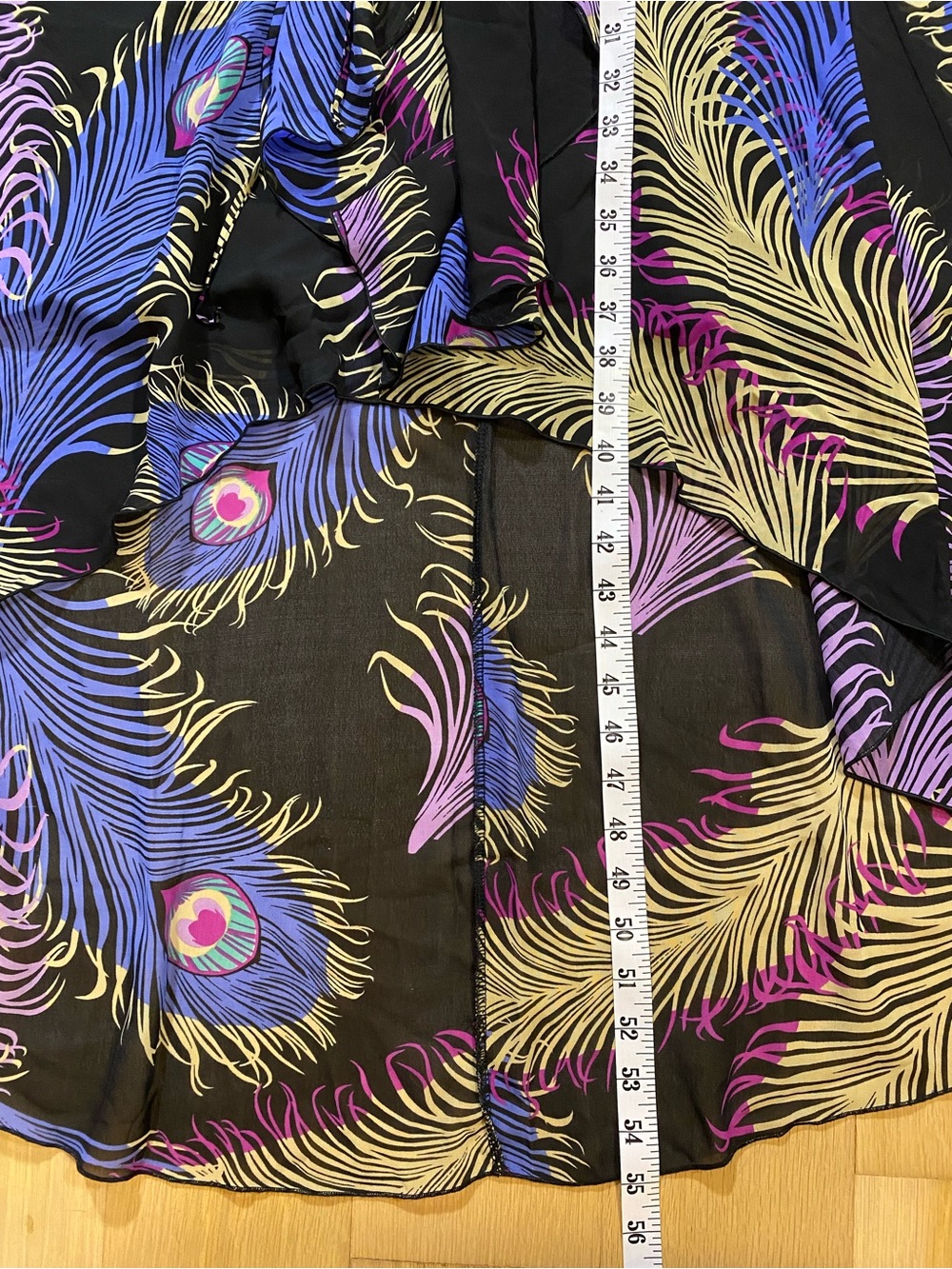 Boston Proper Peacock Halter Maxi Dress High Low Flowy Chiffon V Neck Size 8 - Picture 15 of 16